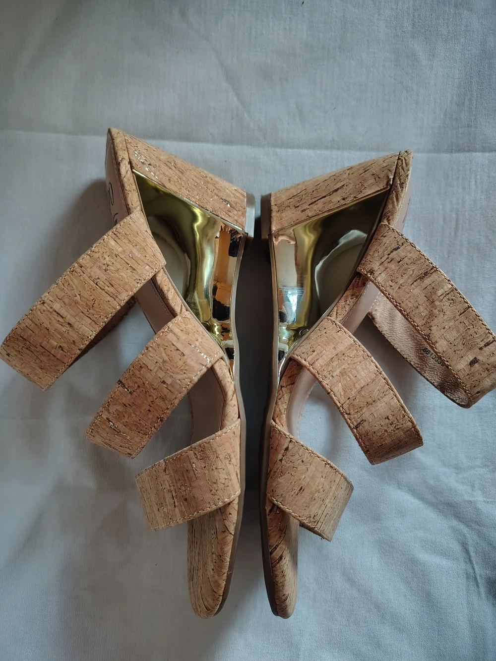 Impo Viera Real Cork Wedge Slide Sandals Gold Metallic Women's 6.5M